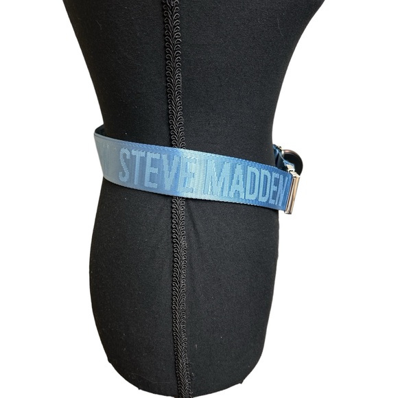 Steve Madden light blue cloth and silver belt, adjustable, 52” Length - Picture 4 of 4